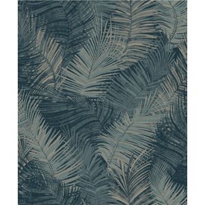 DUTCH WALLCOVERINGS Behang Palm petrolblauw