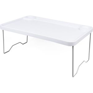 Opklapbare tafel - ontbijt tafeltje - Laptop tafel - Bed tafeltje - Opklapbaar - 57 x 35 x 23 CM - Wit