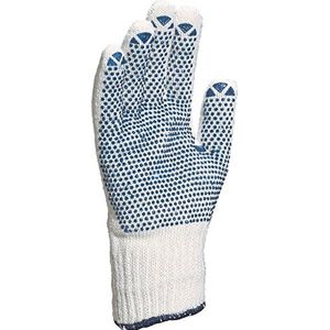 Delta plus Textielhandschoenen – gebreide handschoen polyester katoen wit + PVC blauw maat 7