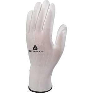 Deltaplus VE702P06 polyester fijn gebreide handschoen/palm Pu, wit, maat 06
