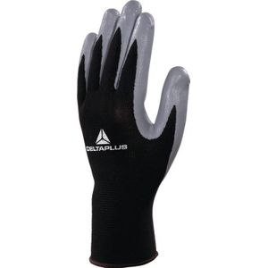 Deltaplus VE712GR07 polyester fijn gebreide handschoen/handpalm nitril, zwart-grijs, maat 07