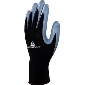 Deltaplus VE712GR08 polyester fijn gebreide handschoen/handpalm nitril, zwart-grijs, maat 08