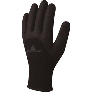 Deltaplus VV750NO10 gebreide handschoen van acryl/polyamide - handpalm, vingertoppen & handrug met nitril-coating, zwart, maat 10