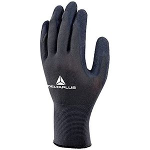 Deltaplus VE630GR08 fijn gebreide handschoen polyester - latex gecoate handpalm, grijs-zwart, maat 08