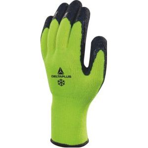 Deltaplus VV735GR10 acryl fijn gebreide handschoen - handpalm met latex-schuimcoating, grijs-zwart, maat 10