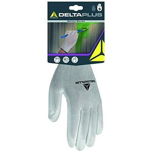 Delta Plus DPVE702P09 polyester fijne gebreide handschoen, handpalm PU, wit, T9,1 paar