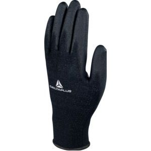Deltaplus VE702PN06 polyester fijn gebreide handschoen/handpalm Pu, zwart, maat 06