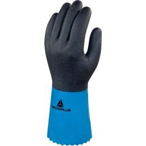 Deltaplus VV836BL09 Pvc/Nitril Op Polyamide Drager Handschoen - Handschoen Pvc/Nitrilcoating - 30 cm, Blauw, Maat 09