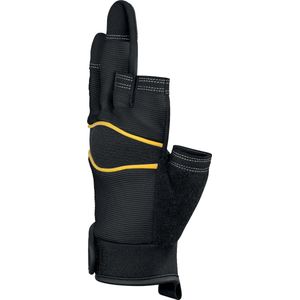 Deltaplus VV905NO10 handschoen met 3 sneden vingertop handschoen met handpalm van kunstleer, handrug, polyester/elastaan, zwart/geel, maat 10