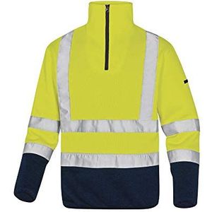 Delta Plus MARHVJMGT zeer zichtbare fleecepullover in polyesterlook, neongeel/marineblauw, maat L, 1-pack