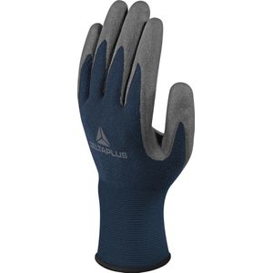 Delta Plus VV811GR07 1 paar fijn gebreide handschoenen op waterbasis, 100% polyamide, met polyurethaan handpalm, 15-punts verdeling, navy/grijs, maat 07