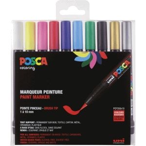 Uni Posca PCF350 - verfmarker - brushpen - set á 10 stuks.