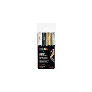 Posca Acrylmarker set - Extra Fijn PC-1MC - Goud/Zilver/Zwart/Wit