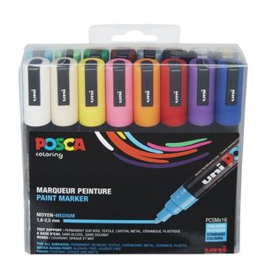 Marker Uni Posca Corner PC-5M-16 med 16 stk. ass. farver