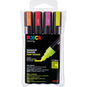 Posca 5M Verfstiften (paint Markers - set A 4 NEON Kleuren