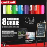 Uni-Ball Chalk Marker - Uni Mitsubishi Pencil - PWE-5M krijtmarker - ephemere markering, regenbestendig - medium conische punt, nul plastic verpakking - 8 verschillende kleuren