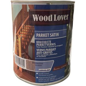 Wood Lover Parket satin - Slijtvaste , krasvaste parketvernis voor houten vloeren en trappen - solventbasis -0.75 L - kleurloos