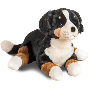 LA PELUCHERIE - Pluche dier Ferdinand hond liggend 60 cm - zwart - handgenaaid - Frans merk