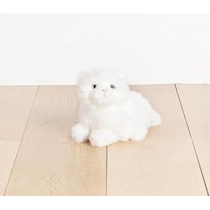 LA PELUCHERIE - Knuffeldier kat Oscar 20 cm – wit – handgenaaid – Frans merk