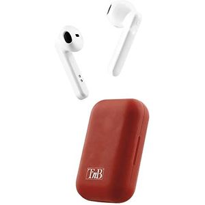 T'nB - Bluetooth 5.0, TWS Wireless Semi In-Ear Ohrhörer mit eingebautem Mikrofon, bis zu 19 Stunden Spielzeit, Touch-Steuerung Musik und Anrufe, glänzend - Rot