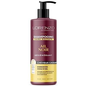 Lorenzo Professional Sulfaatvrije Zwarte Knoflook Shampoo (breekbaar haar) 500 ml