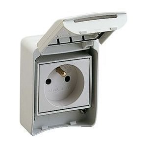 Wandcontactdoos - Grijs - Kunststof - Inbouw