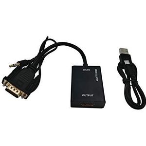 Linéaire ADHD045 adapter VGA + 3,5 mm stereo naar HDMI-aansluiting 1080p voor computer, laptop, smart-tv, pc-monitor enz