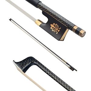 Professionele Koolstofvezel Boog AAA Grade Paardenhaar Ebbenhout Kikker 4/4 Maat Viool/Fiddle Boog Gouden En Zilver Zijde Gevlochten Viool kit