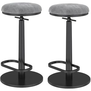 Barkrukken Ergonomische barkrukken set van 2, draaibare hoge kruk met voetsteun, tegenstoel zonder rugleuning, modern design kruk kroeg (Color : Grey-)