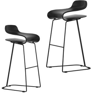 Barkrukken 2 sets barkrukken, zwarte elastische stoel barkrukken, ergonomische hoge krukken moderne keukenstoelen met massief stalen frame, kroeg (Size : 66CM)