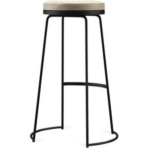 Barkrukken Hoge krukken Smeedijzeren barkruk, ademend PU-lederen kussen barkruk, moderne barstoelen met sterke stalen poten Barkrukken kroeg (Color : Noir, Size : 45CM)