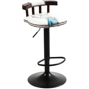 Barkrukken Smeedijzeren hoge kruk bar, Amerikaanse lift barkruk, vintage olie wax leer materiaal bar stoel, moderne minimalistische stoel, kroeg