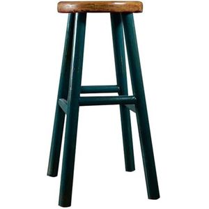 Barkruk Massief houten barkruk Europese eenvoudige barkruk Ergonomisch pedaalontwerp Barstoelen Creatieve retro moderne kinderstoel Thuis (Color : Green-)