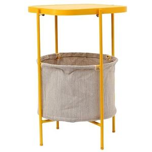 Bijzettafels Thuis banktafel/bijzettafel met stoffen opbergmanden, eenvoudig nachtkastje, metalen frame, 410 x 410 x 615 mm Kantoor (Color : Yellow)
