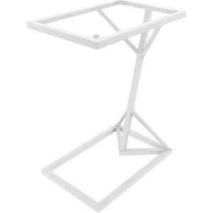Bijzettafels Eettafel aan de zijkant, eenvoudige hoeksalontafel, bovenbedbureau, smeedijzeren frame met blad van gehard glas, for balkonslaapkamer Werkruimte (Color : Blanc)