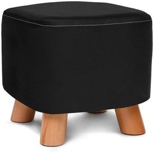 Voetenbank Vierkante houten ondersteuning gestoffeerde voetenbank poef poef stoel kruk stof afneembare leren hoes (bruin) Lounge (Size : Noir)
