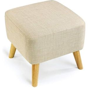 Voetenbank Vierkante houten steun gestoffeerde voetenbank poef stoel kruk stoffen hoes 4 poten en afneembare linnen hoes (wit) Lounge (Size : Blanc)