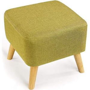 Voetenbank Vierkante houten steun gestoffeerde voetenbank poef stoel kruk stoffen hoes 4 poten en afneembare linnen hoes (wit) Lounge (Size : Grass Green)