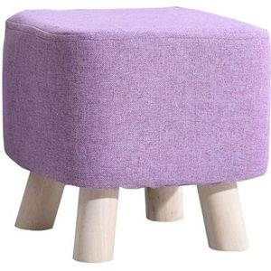 Voetenbank Bank Vierkant Houten Ondersteuning Gestoffeerde Voetenbank Poef Stoel Kruk Stoffen hoes 4 poten en afneembare linnen hoes Lounge (Size : Purple)