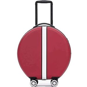 Bagage 18 Inch Handbagage Ronde Koffers Met Wielen Draagbare Mini Bagage Krasbestendig Harde Rand Boarding Koffers Reisuitrusting (Color : Red-)