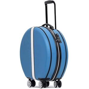 Bagage 18 Inch Handbagage Ronde Koffers Met Wielen Draagbare Mini Bagage Krasbestendig Harde Rand Boarding Koffers Reisuitrusting (Color : Blue-)