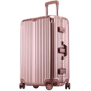 Bagage Bagage met zwenkwielen Koffer met grote capaciteit Helder gekleurd aluminium frame Slijtvaste handbagage Reisuitrusting (Color : Rosegold-, Size : 29inch)