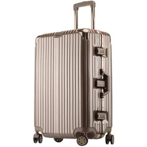 Bagage Bagage met zwenkwielen Koffer met grote capaciteit Helder gekleurd aluminium frame Slijtvaste handbagage Reisuitrusting (Color : Gold-, Size : 26inch)