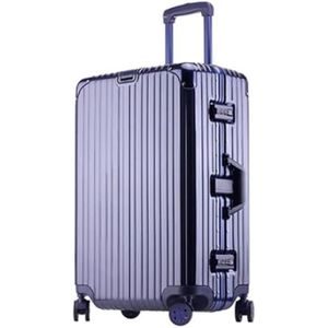 Bagage Bagage met zwenkwielen Koffer met grote capaciteit Helder gekleurd aluminium frame Slijtvaste handbagage Reisuitrusting (Color : Blue-, Size : 24inch)