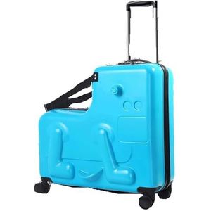 Bagage Kan worden gemonteerd op koffers met harde schaal, handbagage, koffers met wielen, leuke mode-bagage for heren en dames Rollend (Color : Blue)