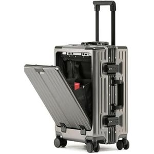 Bagage Koffers met wielen Grote capaciteit handbagage met USB-oplaadpoort Tsa Customs Lock Lichte koffer Rollend (Color : Gris, Size : 20 in)