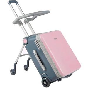 Bagage Zitkoffers Kleine baby-wandelbagage Antistress en slijtvaste handbagage Draagbare koffer Rollend (Color : Pink, Size : Upgraded)