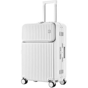 Bagage Koffers met wielen Slijtvast Pc Harde randbagage Aluminium frame Handbagage Beveiliging Tsa-slotkoffer Schokbestendig (Color : Blanc, Size : 24inch)