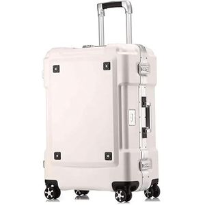 Bagage Uitbreidbare koffers Dikke bagage met dubbele wielen Harde koffers met grote capaciteit en wielen Lichtgewicht handbagage Schokbestendig (Color : White-, Size : 24in)
