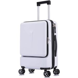 Bagage Handbagagekoffers met wielen voordat u begint met het ontwerpen van bagage met grote capaciteit, heren- en dameskoffers Lichtgewicht en duurzaam (Color : Blanc, Size : 24inch)